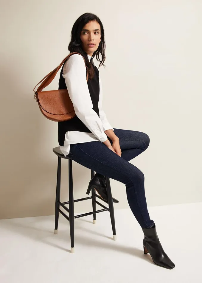 Women Phase Eight Knitwear Miley Sleevless Funnel Neck Tank Black