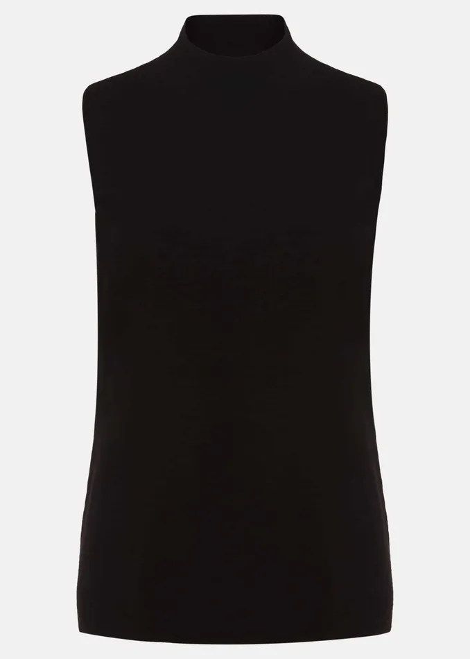 Women Phase Eight Knitwear Miley Sleevless Funnel Neck Tank Black