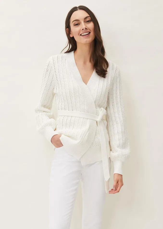 Women Phase Eight Knitwear Monica Wrap Cardigan White