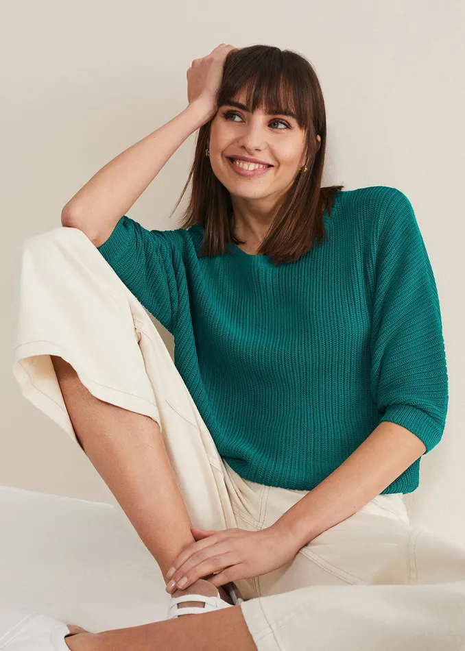 Women Phase Eight Knitwear Naya Textured Corded Knit Teal