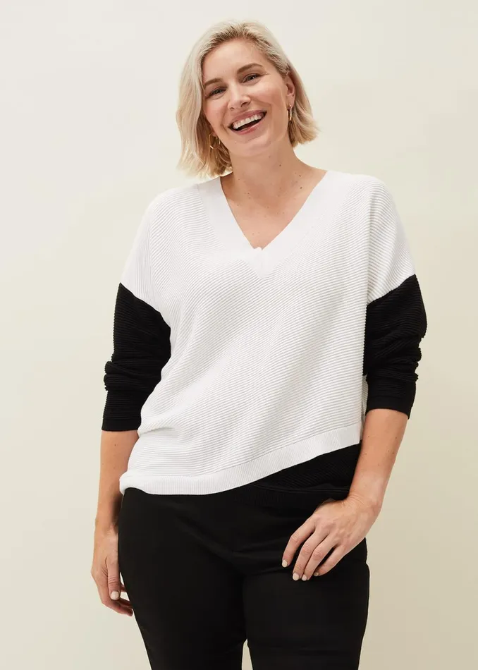 Women Phase Eight Knitwear Nelle Colourblock Jumper Creamblack
