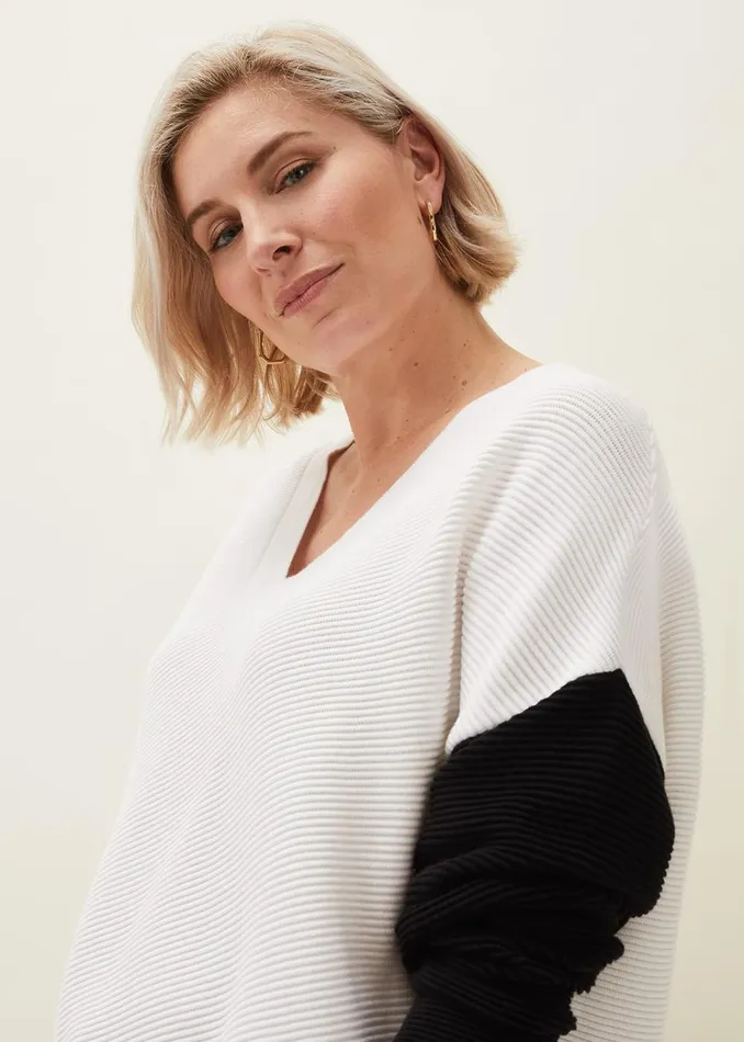 Women Phase Eight Knitwear Nelle Colourblock Jumper Creamblack