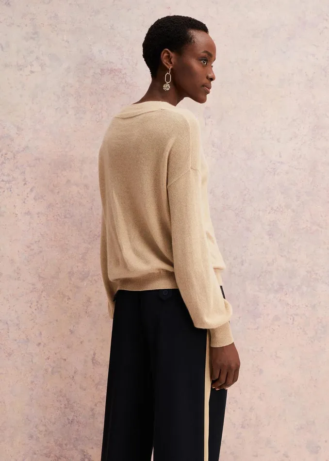 Women Phase Eight Knitwear Ophelia Wool Cashmere V Neck Jumper Camel