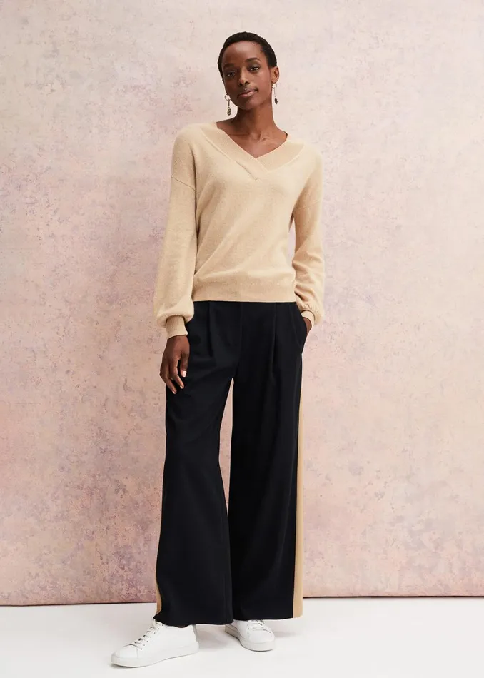Women Phase Eight Knitwear Ophelia Wool Cashmere V Neck Jumper Camel
