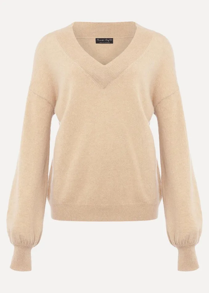 Women Phase Eight Knitwear Ophelia Wool Cashmere V Neck Jumper Camel