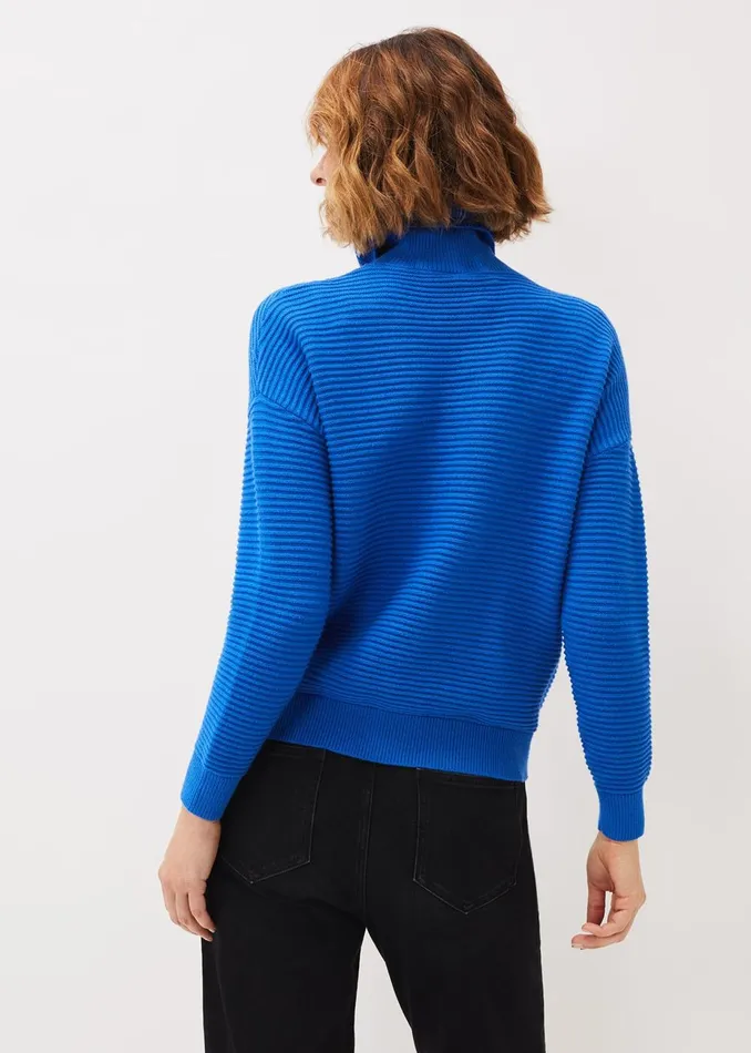 Women Phase Eight Knitwear Rocco Ribbed Roll Neck Jumper Sky Blue