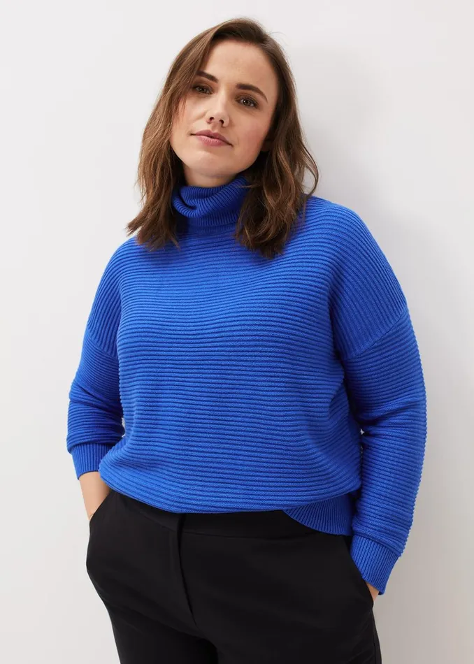 Women Phase Eight Knitwear Rocco Ribbed Roll Neck Jumper Sky Blue