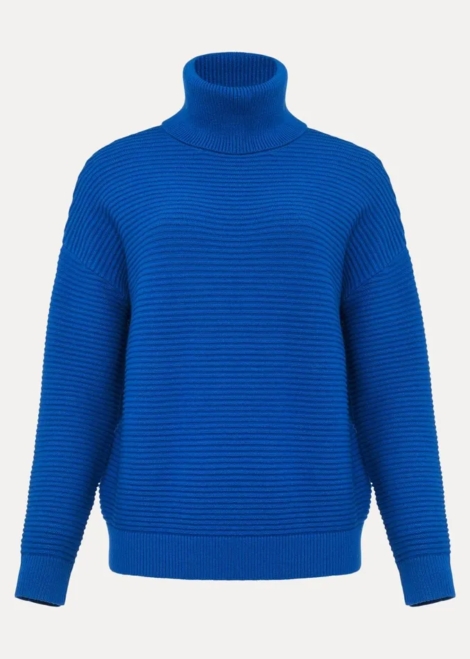 Women Phase Eight Knitwear Rocco Ribbed Roll Neck Jumper Sky Blue