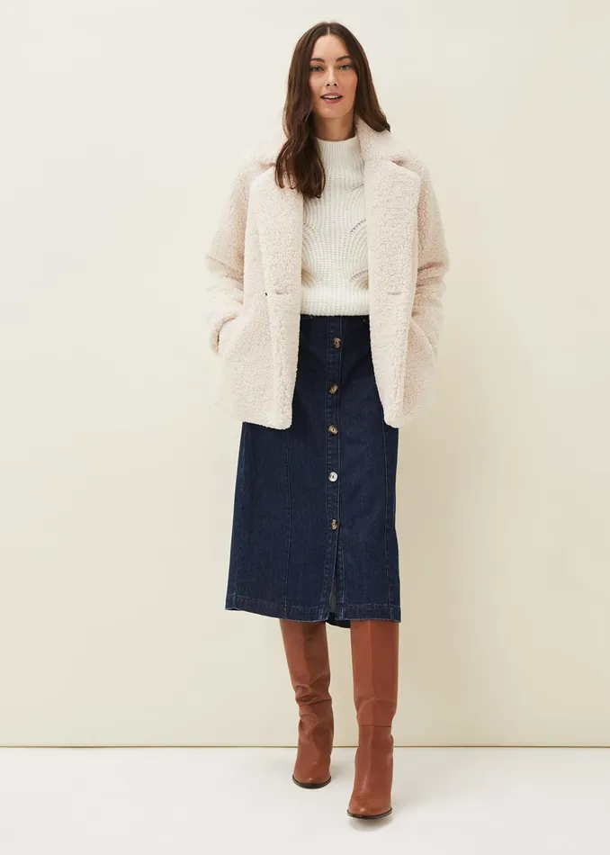 Women Phase Eight Knitwear Ruby Fluffy Decorative Open Stitch Jumper White