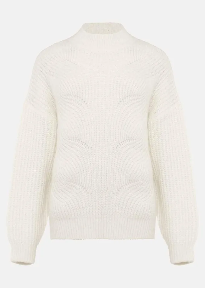 Women Phase Eight Knitwear Ruby Fluffy Decorative Open Stitch Jumper White
