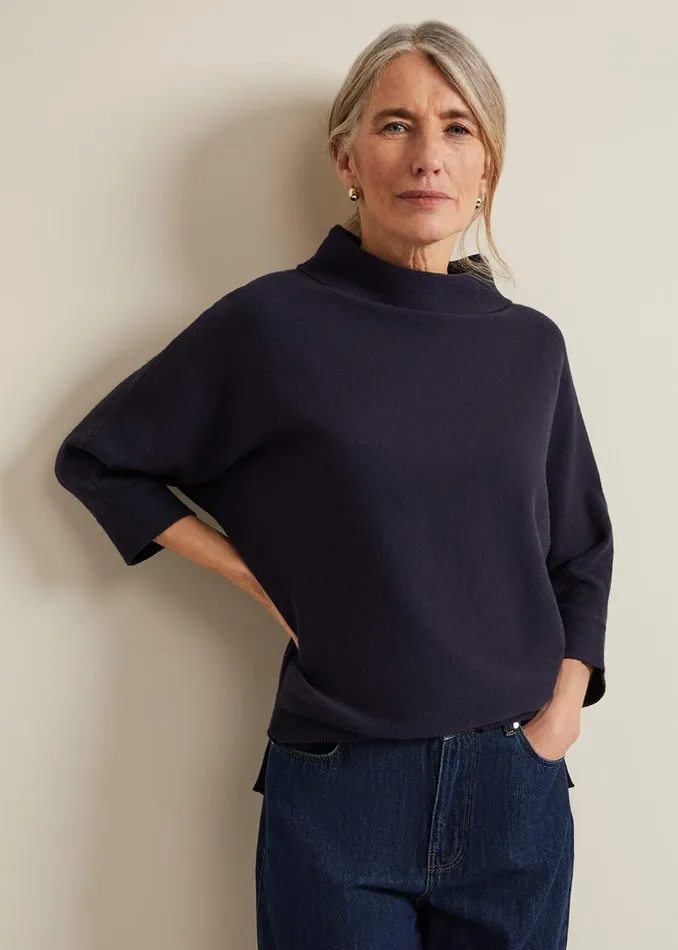 Women Phase Eight Knitwear Salima Funnel Neck Jumper Navy