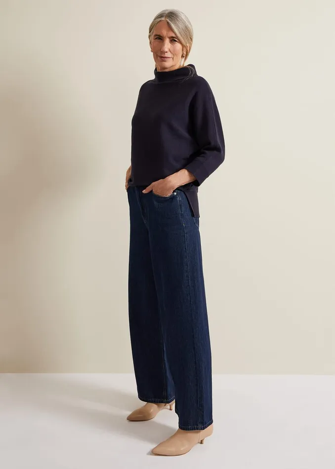 Women Phase Eight Knitwear Salima Funnel Neck Jumper Navy