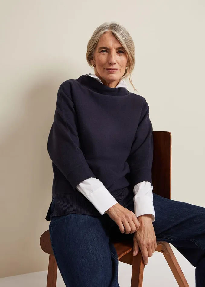 Women Phase Eight Knitwear Salima Funnel Neck Jumper Navy