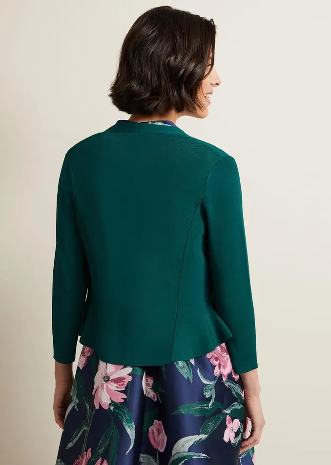 Women Phase Eight Knitwear Salma Flare Hem Knitted Jacket Green