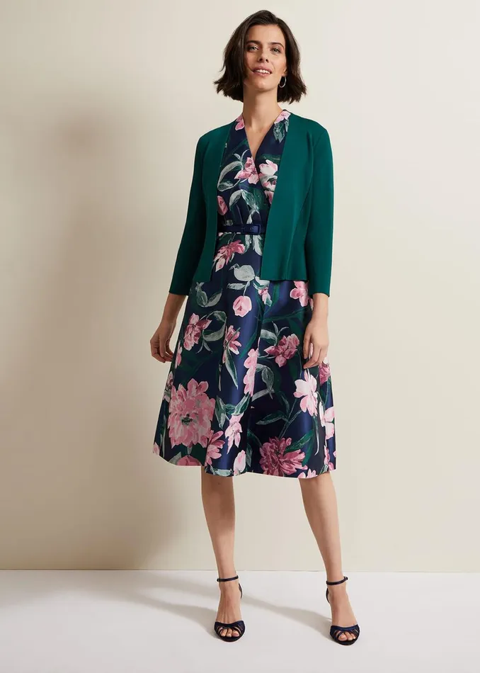 Women Phase Eight Knitwear Salma Flare Hem Knitted Jacket Green