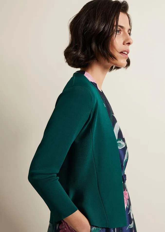 Women Phase Eight Knitwear Salma Flare Hem Knitted Jacket Green