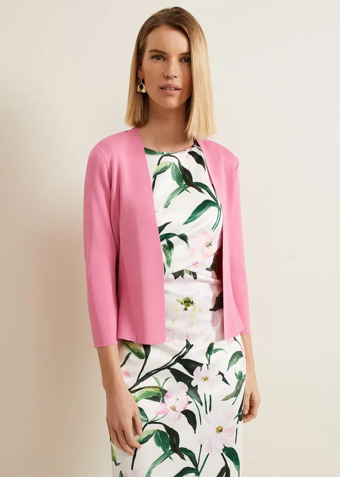 Women Phase Eight Knitwear Salma Flared Hem Jacket Pink