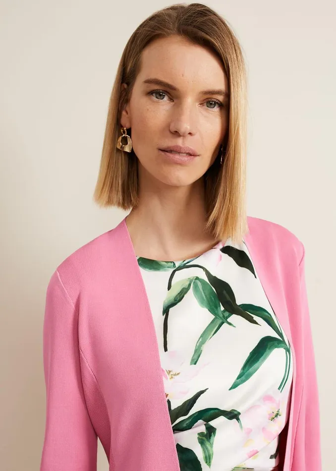 Women Phase Eight Knitwear Salma Flared Hem Jacket Pink