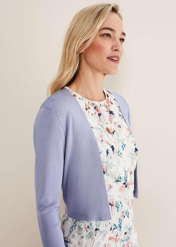Women Phase Eight Knitwear Salma Lightweight Knitted Jacket Cornflower