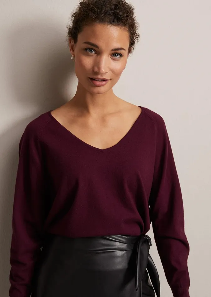 Women Phase Eight Knitwear Senita Fine Knit Jumper Wine