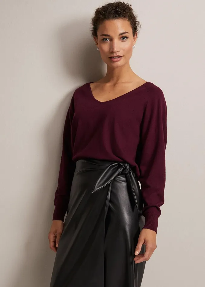 Women Phase Eight Knitwear Senita Fine Knit Jumper Wine