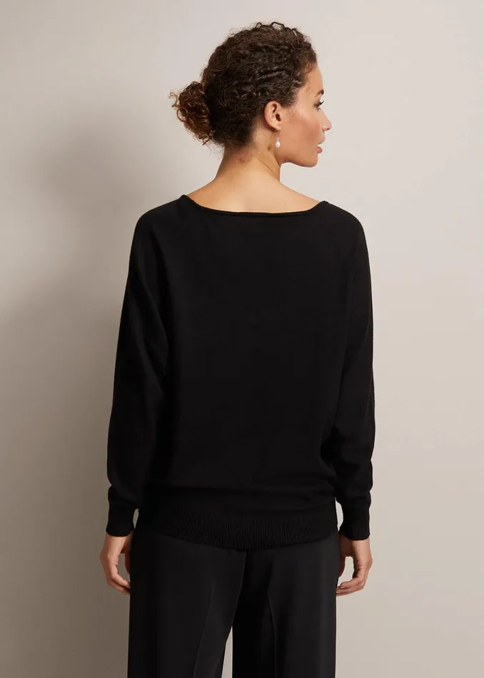 Women Phase Eight Knitwear Senita Fine Knit VNeck Jumper Black