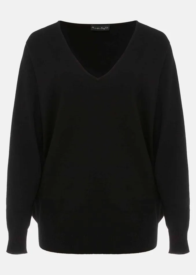 Women Phase Eight Knitwear Senita Fine Knit VNeck Jumper Black