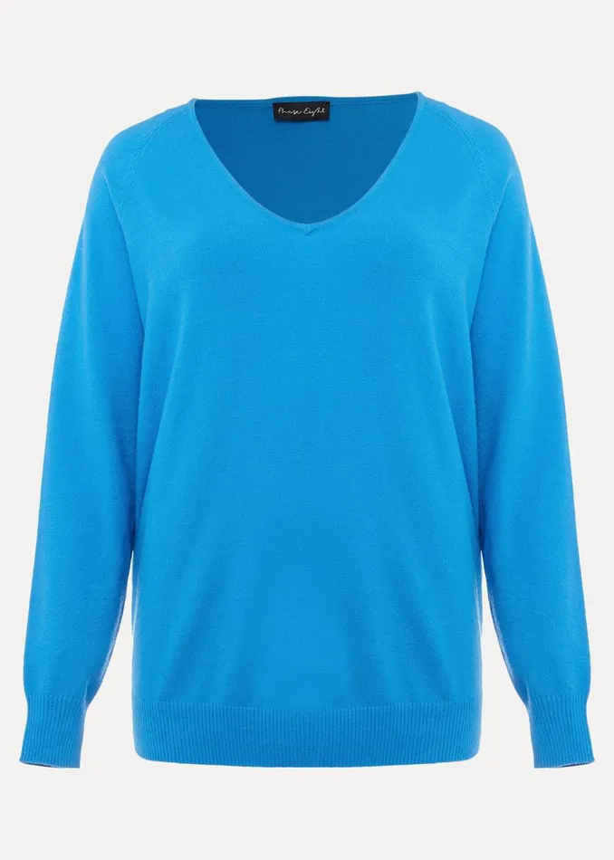 Women Phase Eight Knitwear Senita V Neck Knit Jumper Pop Blue