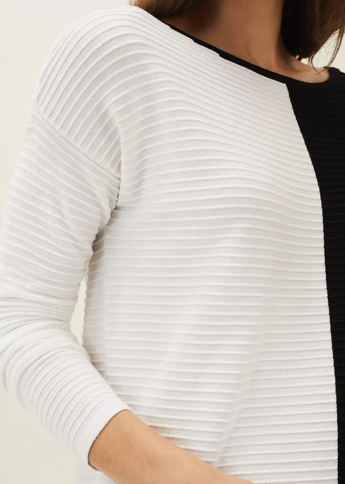 Women Phase Eight Knitwear Sherrie Ribbed Colourblock Knit Tunic Dress Blackivory