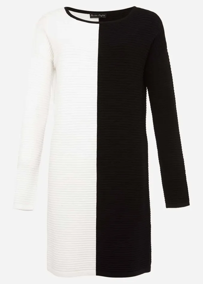 Women Phase Eight Knitwear Sherrie Ribbed Colourblock Knit Tunic Dress Blackivory