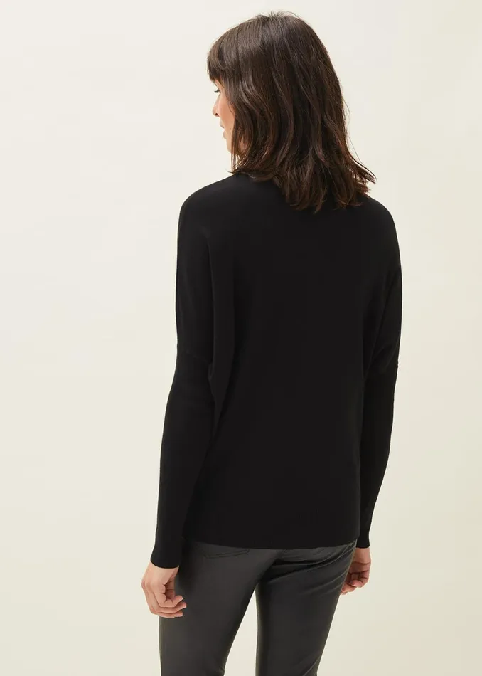 Women Phase Eight Knitwear Skylar Roll Neck Zip Hem Jumper Black