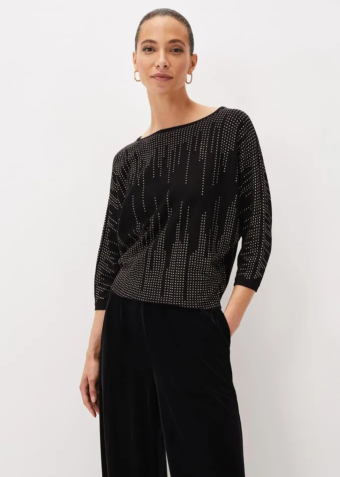 Women Phase Eight Knitwear Sophian Embellished Fine Knit Jumper Rose Gold
