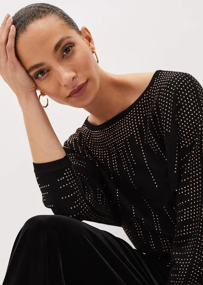 Women Phase Eight Knitwear Sophian Embellished Fine Knit Jumper Rose Gold