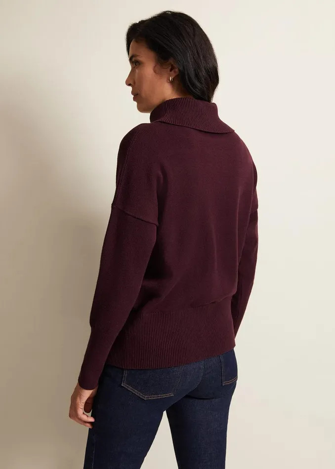 Women Phase Eight Knitwear Steph Chunky Cowl Knit Jumper Wine