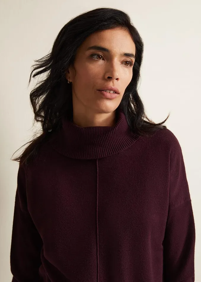 Women Phase Eight Knitwear Steph Chunky Cowl Knit Jumper Wine