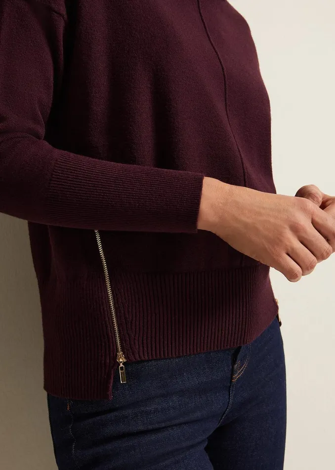 Women Phase Eight Knitwear Steph Chunky Cowl Knit Jumper Wine