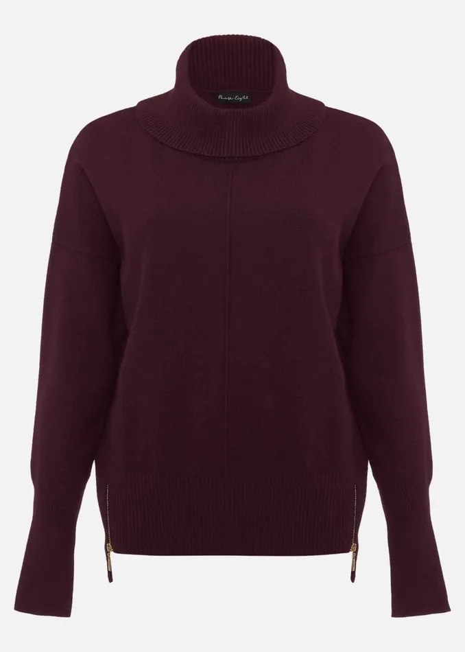 Women Phase Eight Knitwear Steph Chunky Cowl Knit Jumper Wine