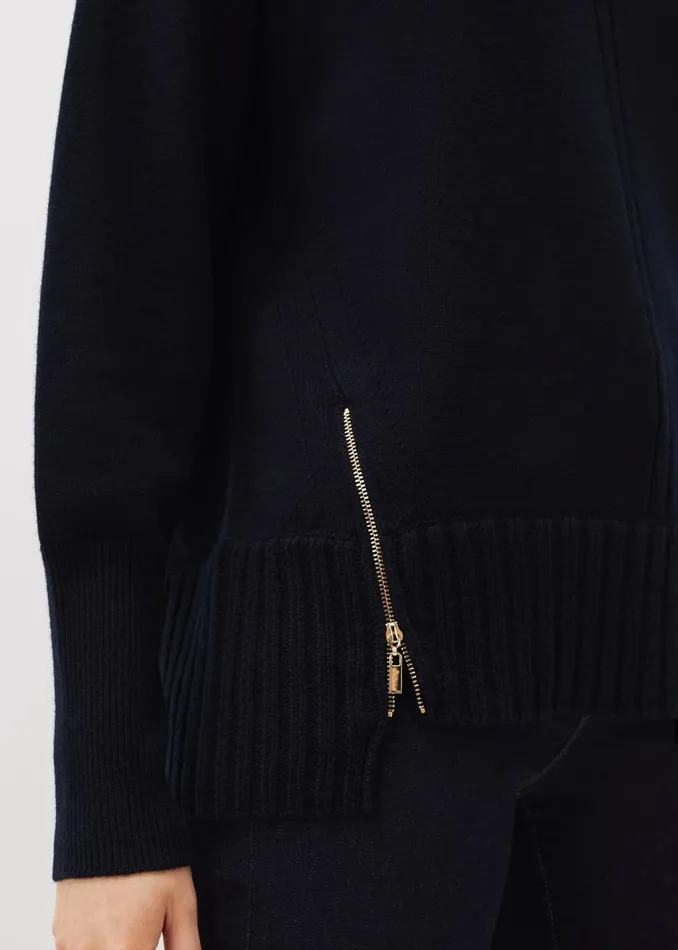 Women Phase Eight Knitwear Steph Zip Detail Wool Blend Jumper Navy