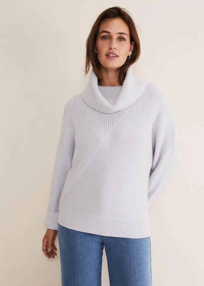 Women Phase Eight Knitwear Suri Cowl Neck Knit Jumper Ice Blue