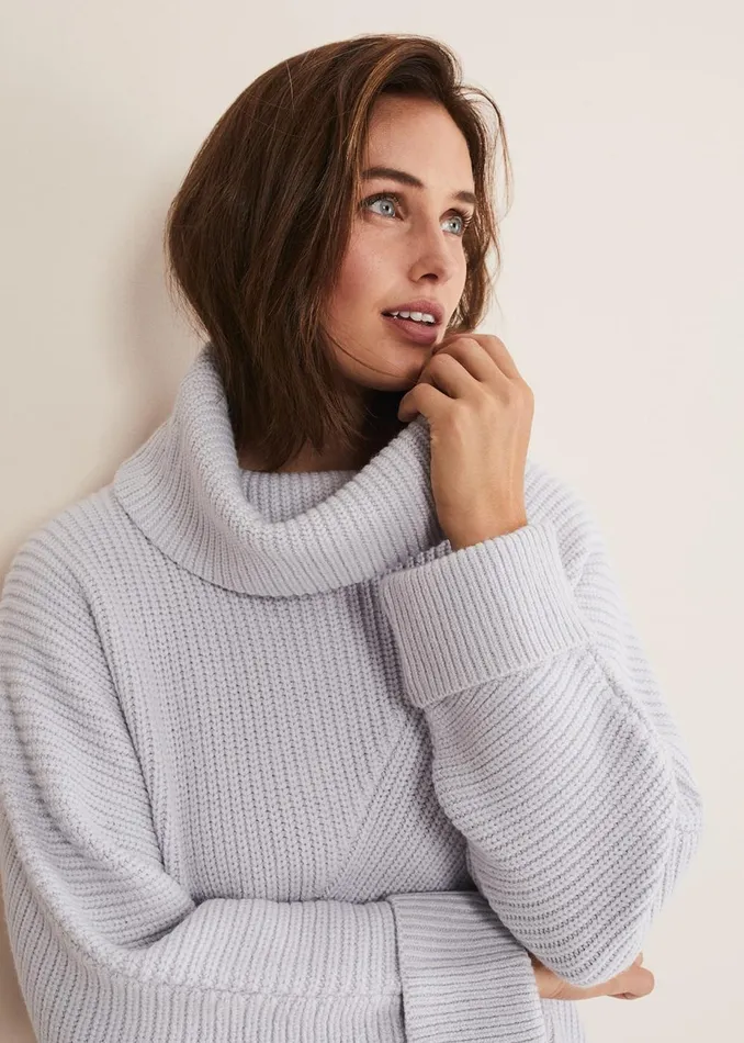 Women Phase Eight Knitwear Suri Cowl Neck Knit Jumper Ice Blue