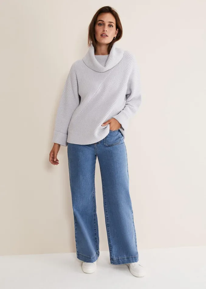 Women Phase Eight Knitwear Suri Cowl Neck Knit Jumper Ice Blue