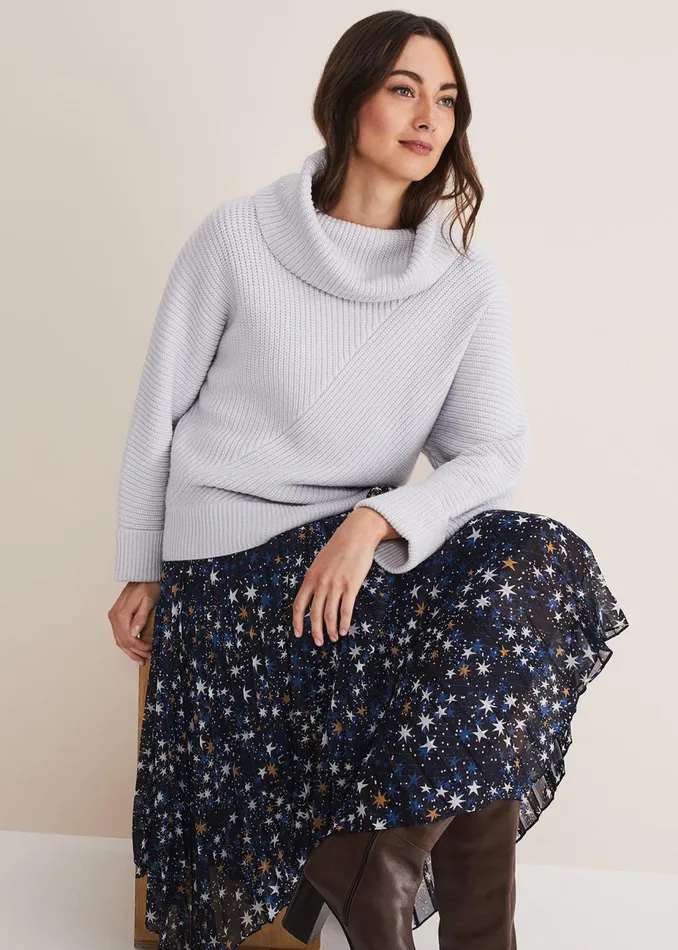 Women Phase Eight Knitwear Suri Cowl Neck Knit Jumper Ice Blue