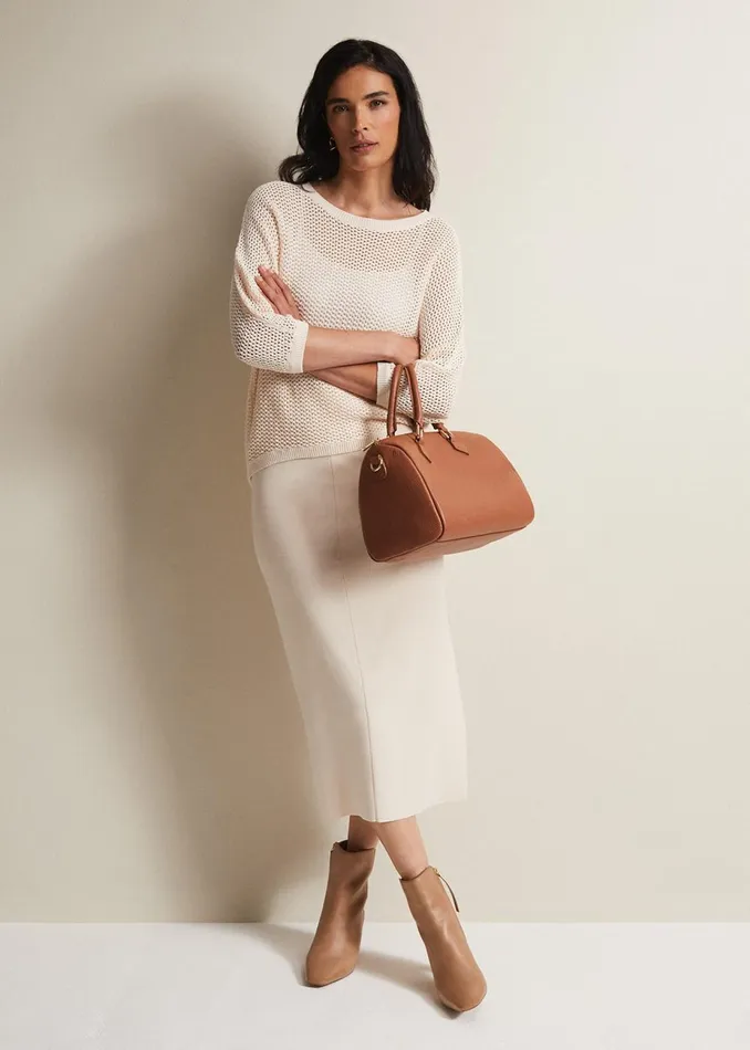 Women Phase Eight Knitwear Tanah Textured Tape Knit Neutral