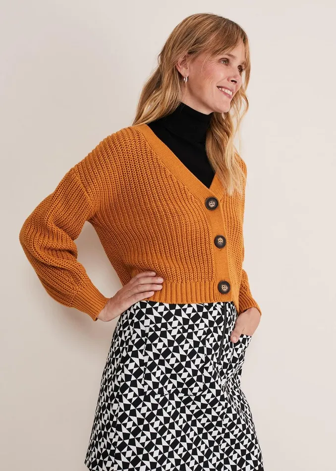 Women Phase Eight Knitwear Vika Short Chunky Cardigan Amber