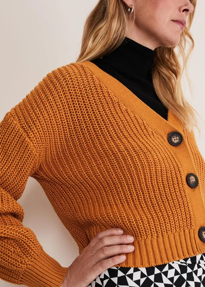 Women Phase Eight Knitwear Vika Short Chunky Cardigan Amber