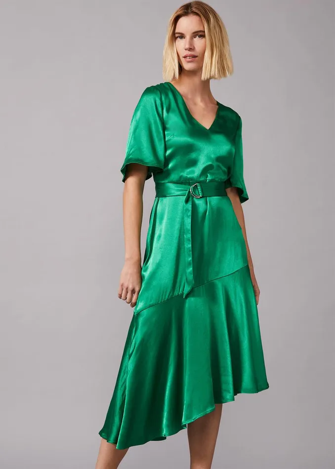 Women Phase Eight Knitwear Vivola Satin Dress Emerald