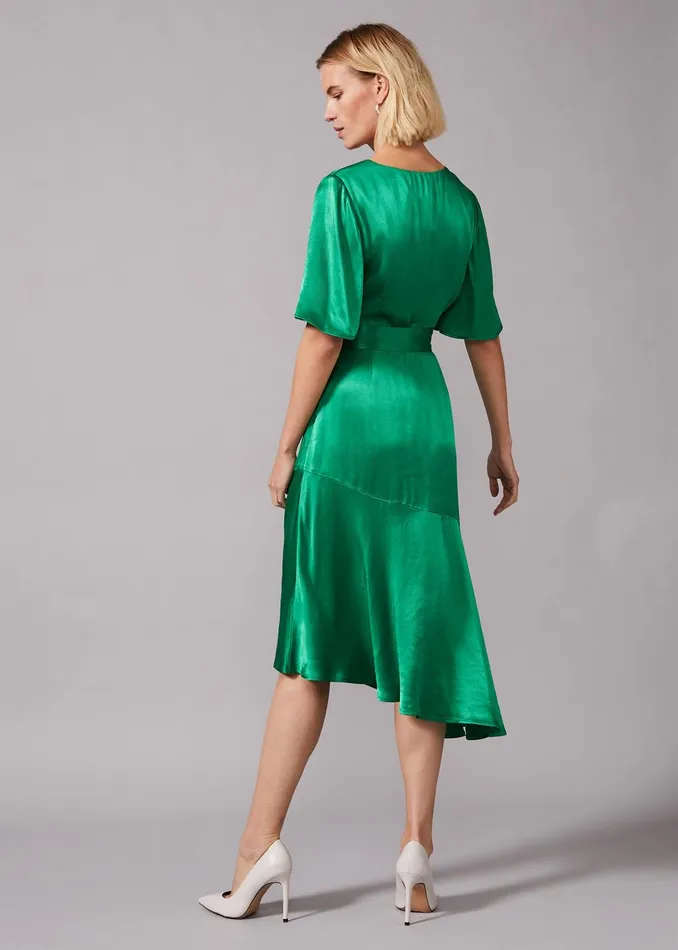 Women Phase Eight Knitwear Vivola Satin Dress Emerald