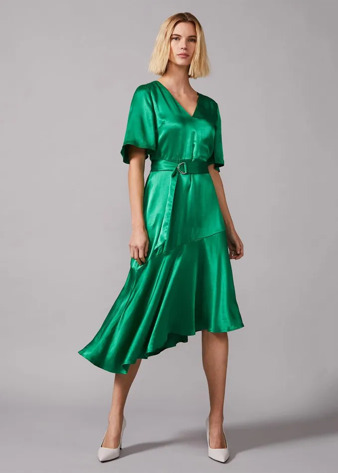 Women Phase Eight Knitwear Vivola Satin Dress Emerald