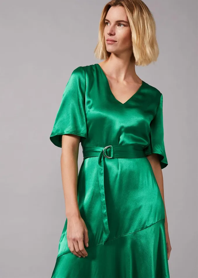 Women Phase Eight Knitwear Vivola Satin Dress Emerald