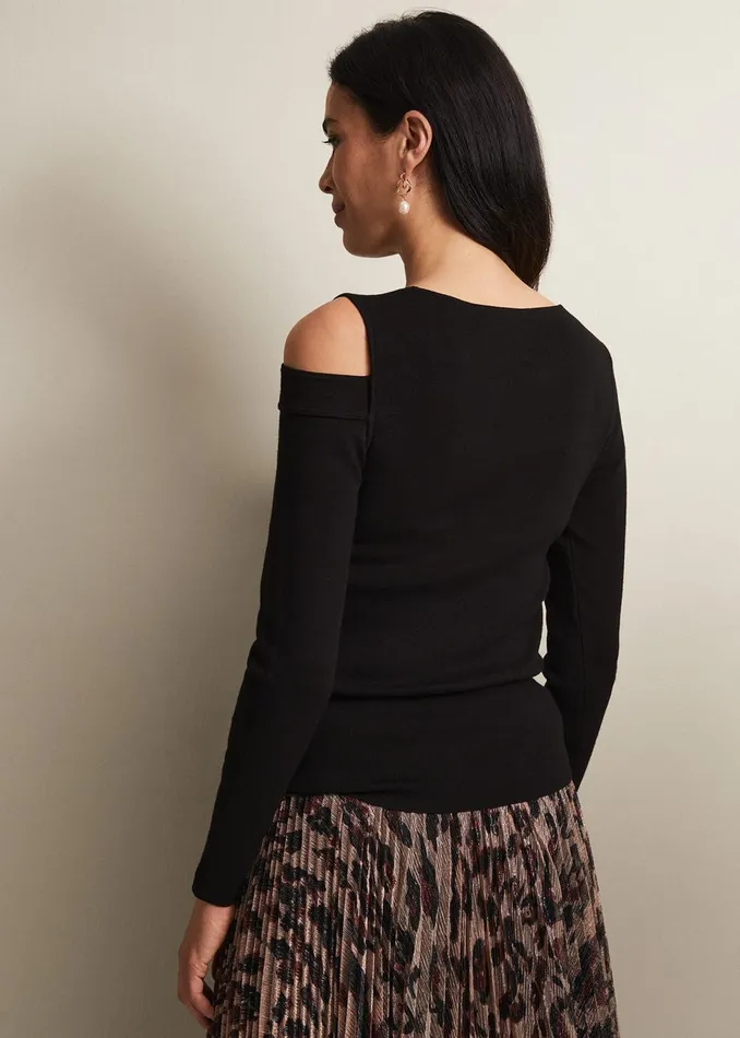 Women Phase Eight Knitwear Wren Black Cut Out Knitted Top Black